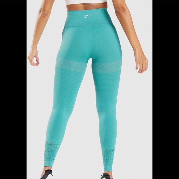 GYMSHARK Fauna Teal Energy Seamless Leggings - Picture 2 of 13